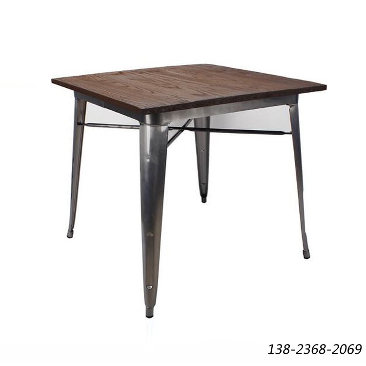 美式工业风餐桌，咖啡厅桌，铁艺实木餐桌