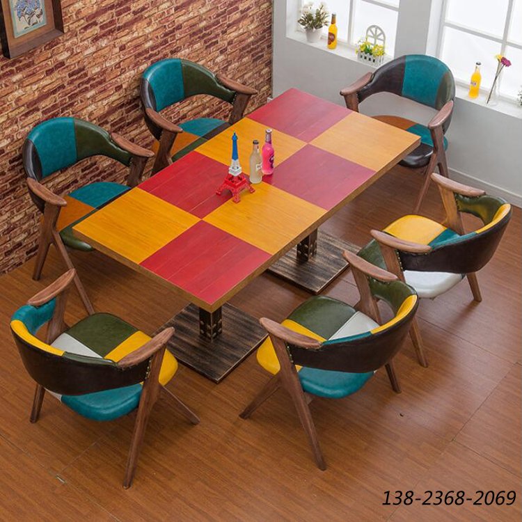 工业风桌子，做旧桌子，复古餐厅桌椅