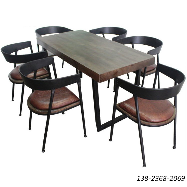 工业风桌子，铁木结合餐桌，复古桌椅