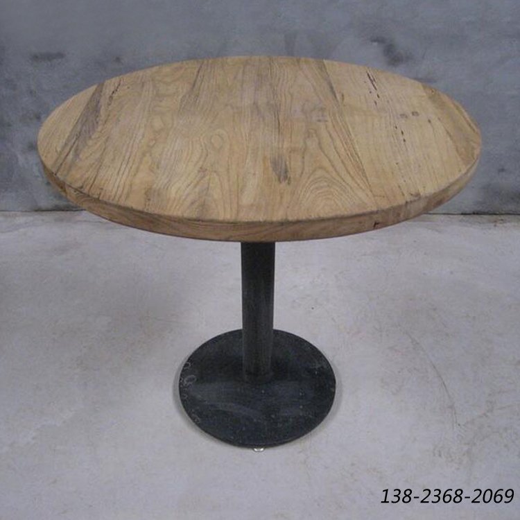 美式乡村实木圆桌，做旧餐桌，厂家批发