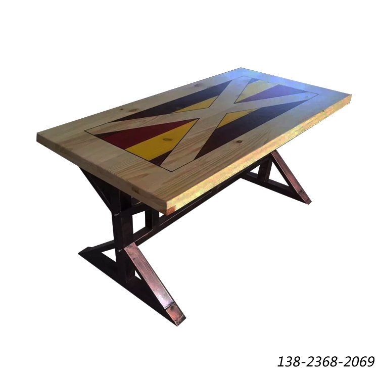 LOFT美式乡村铁艺实木桌，桌子，可订制