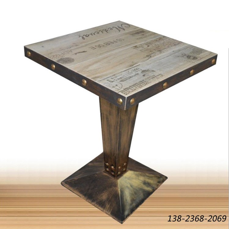 板式台面铁包边，做旧餐桌，方桌尺寸定做