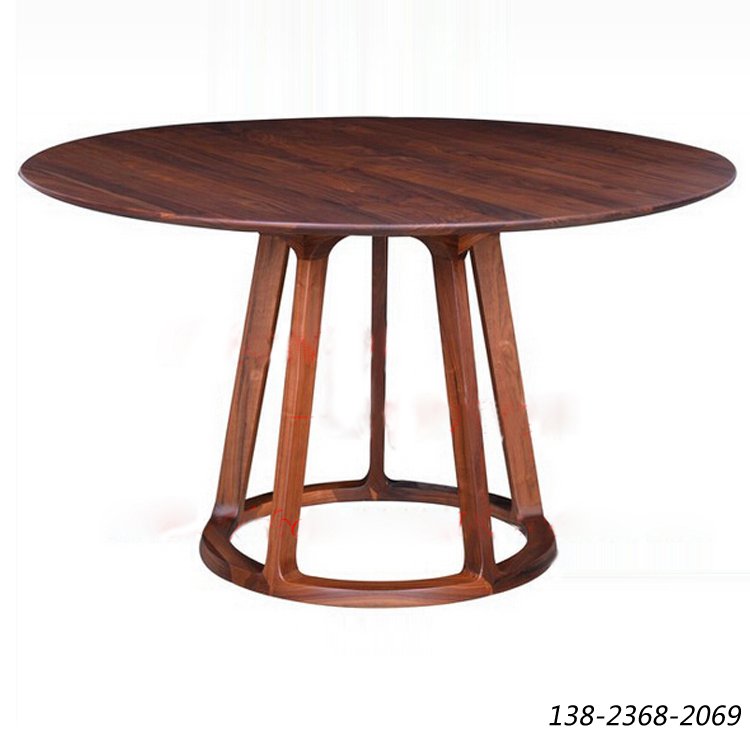 工业风圆桌，实木圆形餐桌，主题餐厅桌子