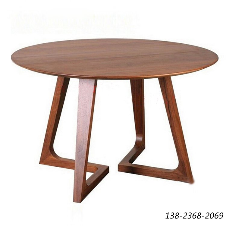 水曲柳实木圆桌，做旧桌子，休闲餐桌