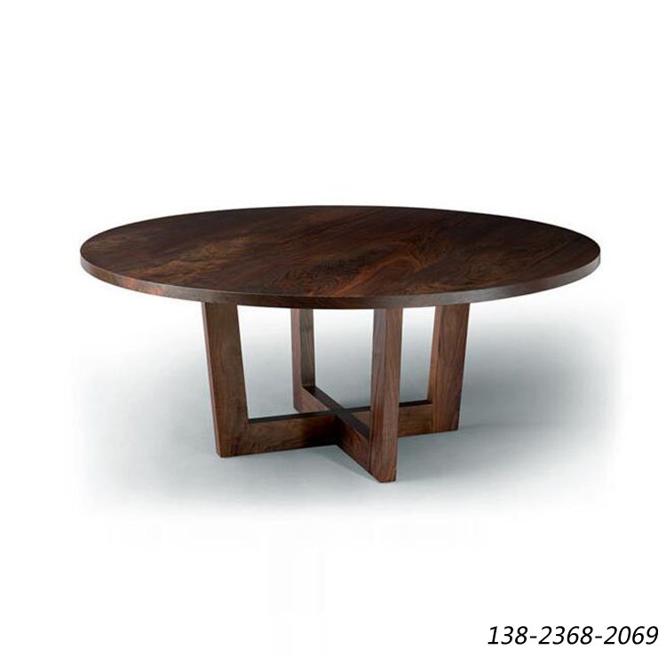 实木大圆桌，复古圆形餐桌，做旧餐厅桌子