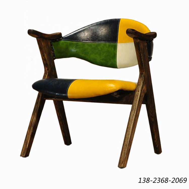 皮革西餐椅，做旧复古椅子，西餐椅子订制