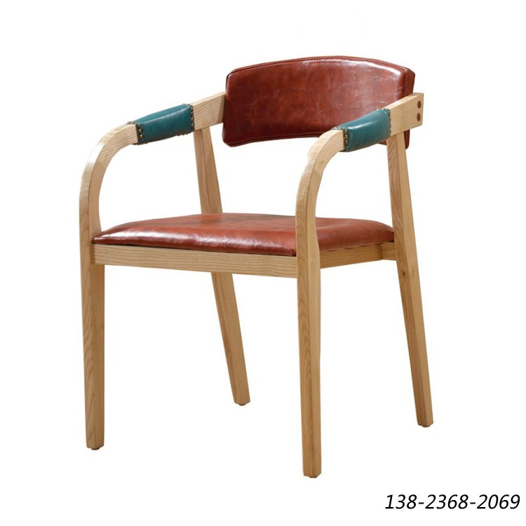 咖啡厅扶手椅，做旧复古皮质椅子，颜色可选色
