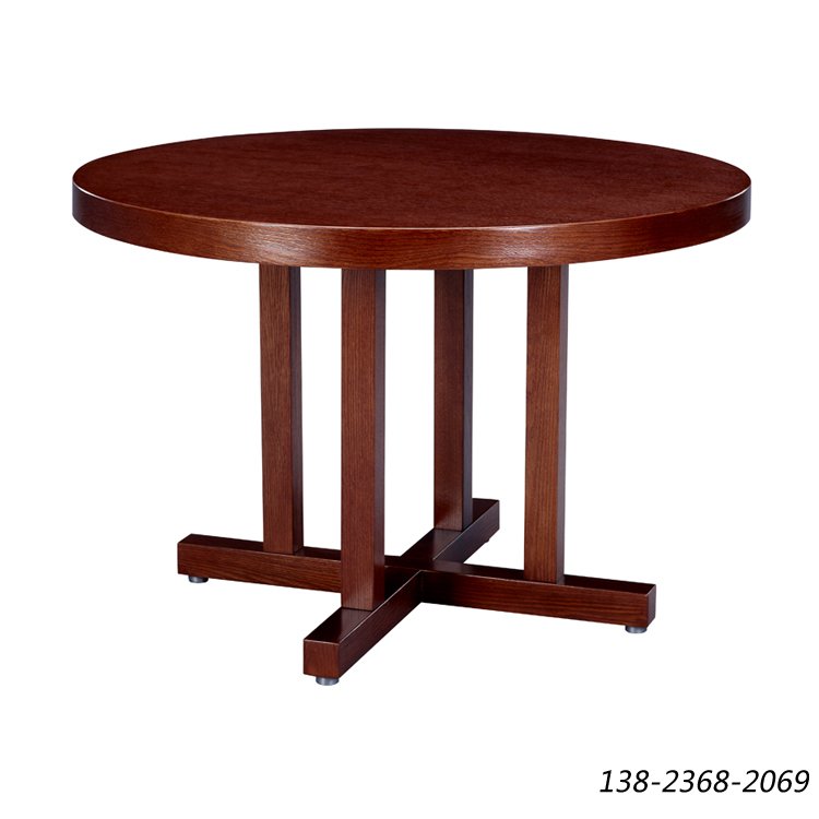 实木大圆桌，咖啡厅桌子圆形，纹理清晰桌子