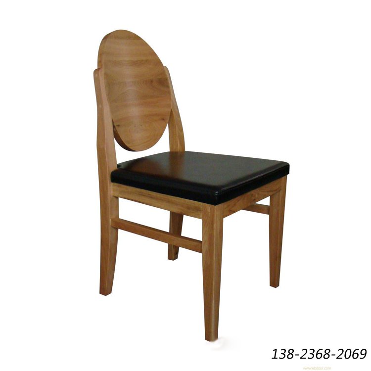 简约实木餐椅，皮垫椭圆背餐椅，咖啡厅餐椅厂