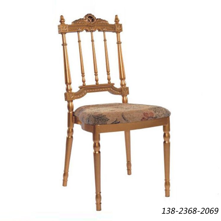 皇室餐椅，金属铁椅子，竹节椅黄金色