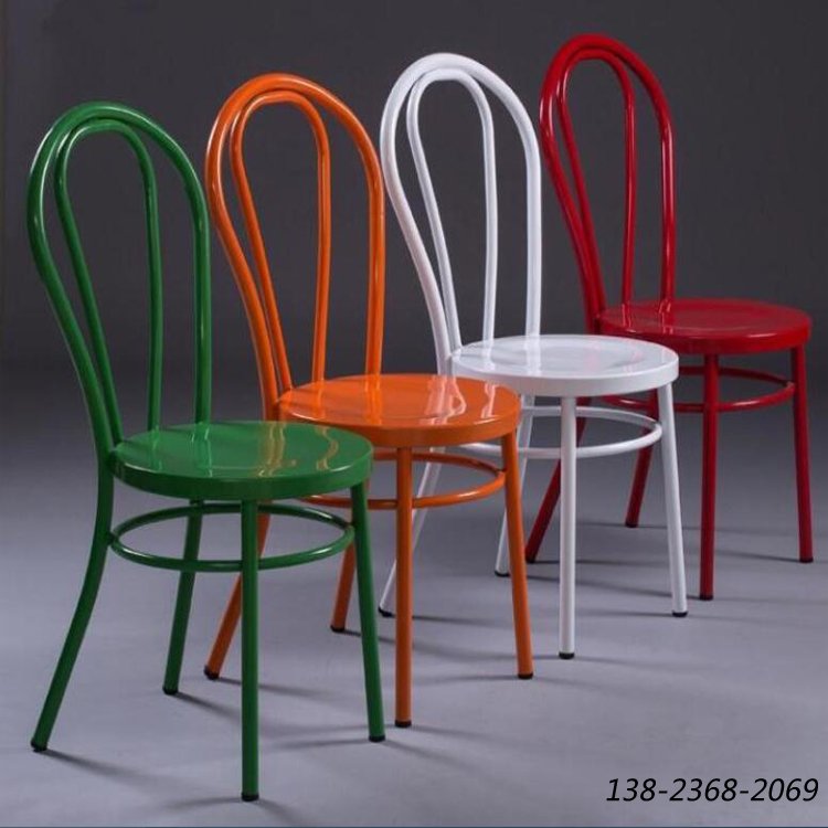 工业风金属椅子，圆管铁椅子，彩色椅子订做