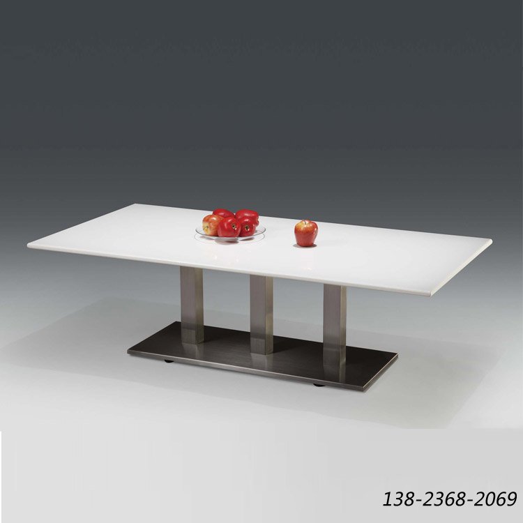 石英石餐桌，六人长方桌，拉丝不锈钢桌脚