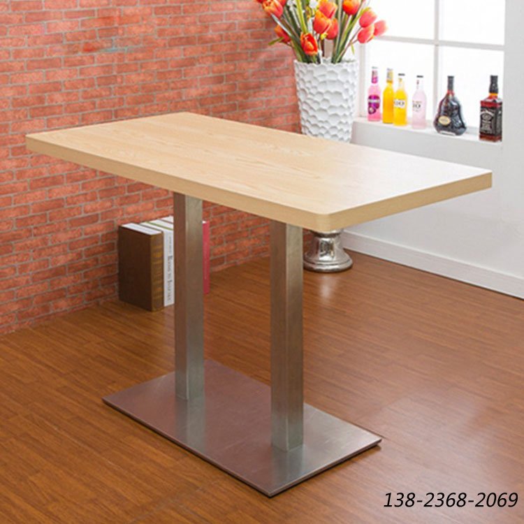实木餐桌供应，四人位桌子，不锈钢桌子脚
