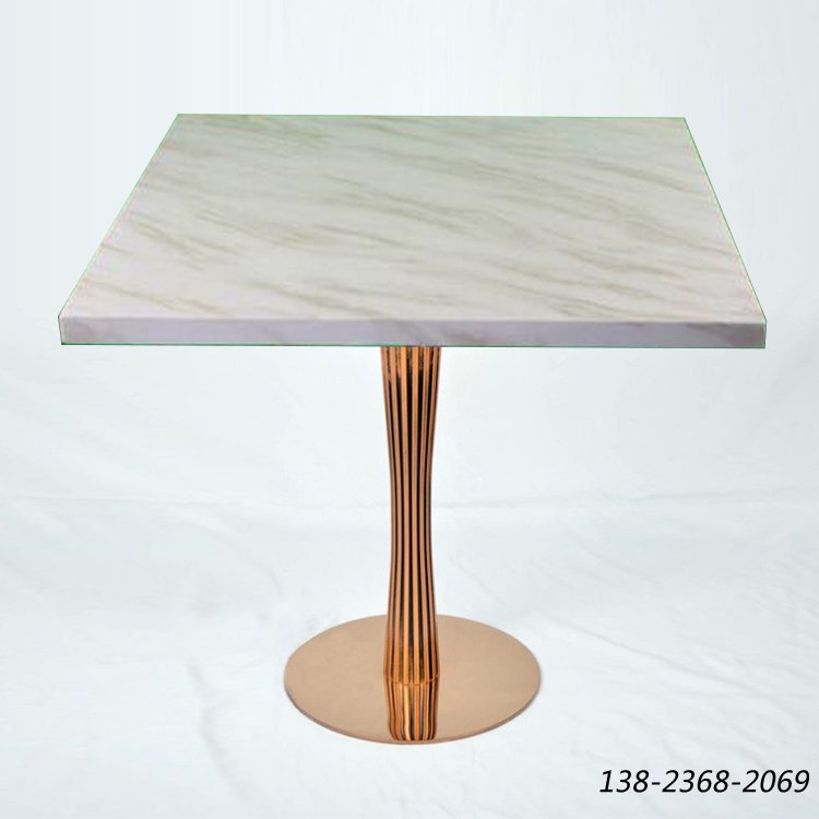福州大理石餐桌供应，餐桌，金色不锈钢桌脚
