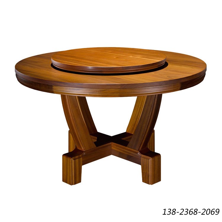 带实木转盘圆桌，中餐厅餐桌，直径1.5桌子