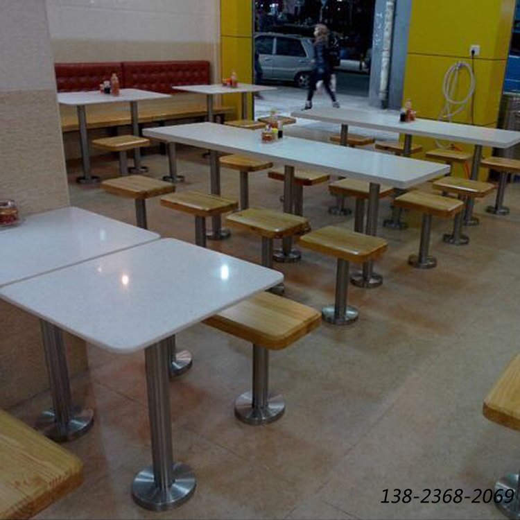 石英石快餐桌，湛江烧腊餐桌，固定桌椅板凳