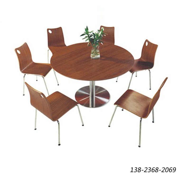 圆形快餐桌，六人位圆桌，快餐厅桌椅定制
