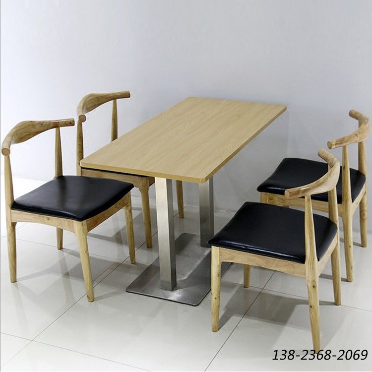 四人桌椅厂家，实木餐桌椅，牛角椅餐桌定制