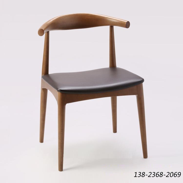 实木牛角椅，奶茶店椅子，北欧餐厅椅
