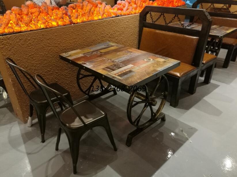 工业风铁艺餐桌椅定做