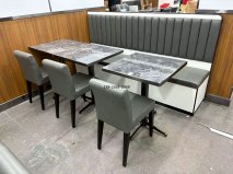 <b>香港喜運來點心專門店岩板餐桌卡座沙發鐵餐椅</b>